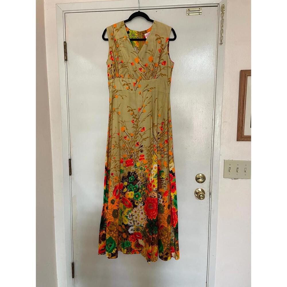 Vintage Harriet's Floral Maxi Dress Size 14 Custom made in Hawaii